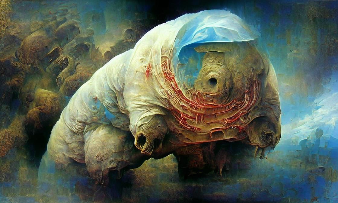Surreal Tardigrade in Dark Art Style