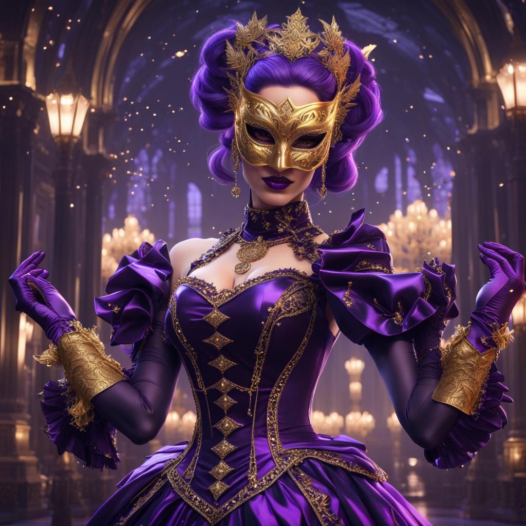 Elegant Goth Woman at a Neon Rave