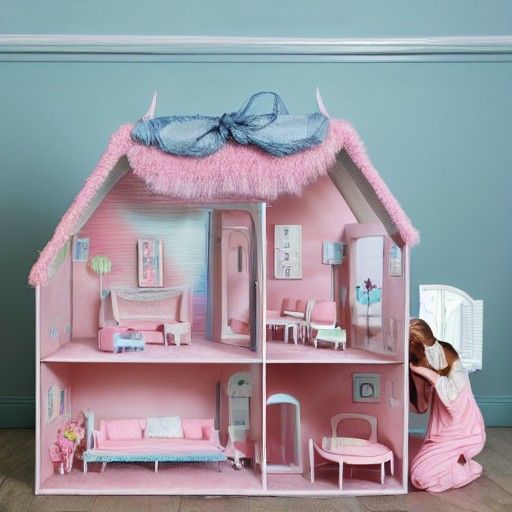 Surreal: Large Bug in Pastel Dollhouse Bedroom