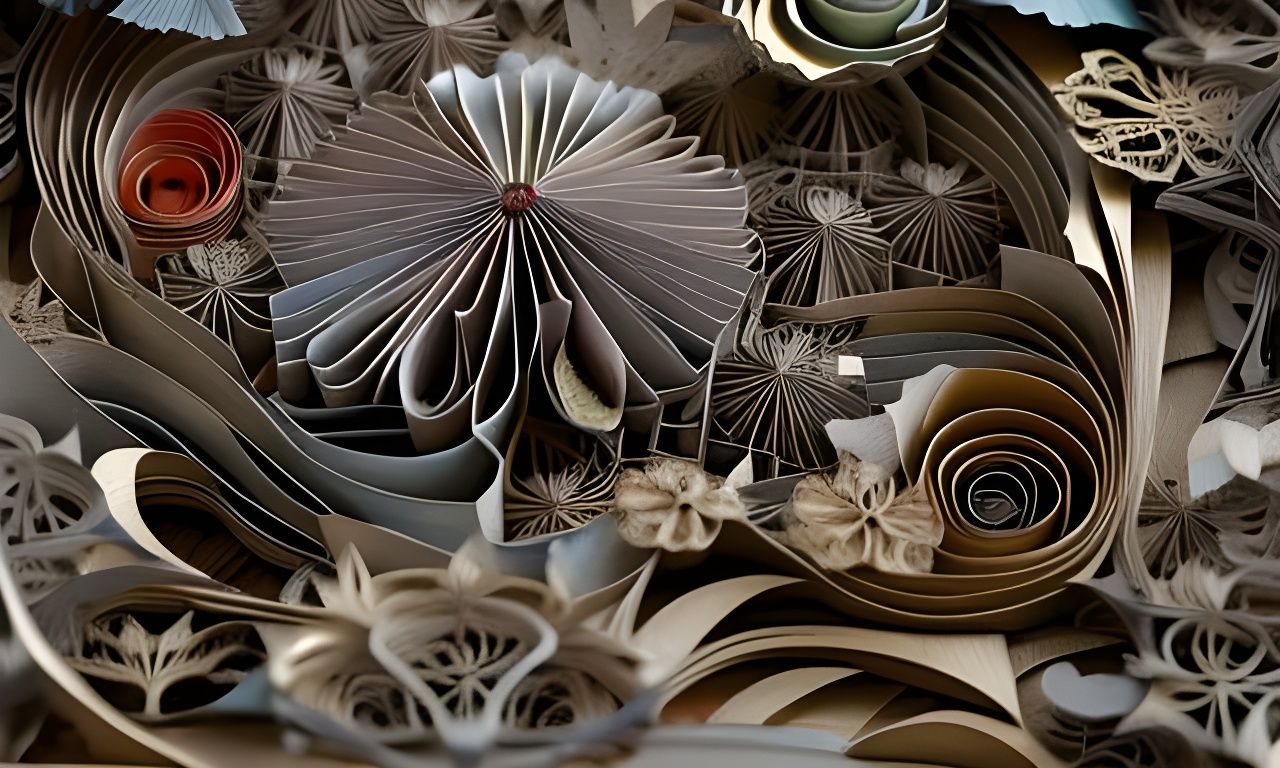 Intricate Paper Art Pop-Up Book Page
