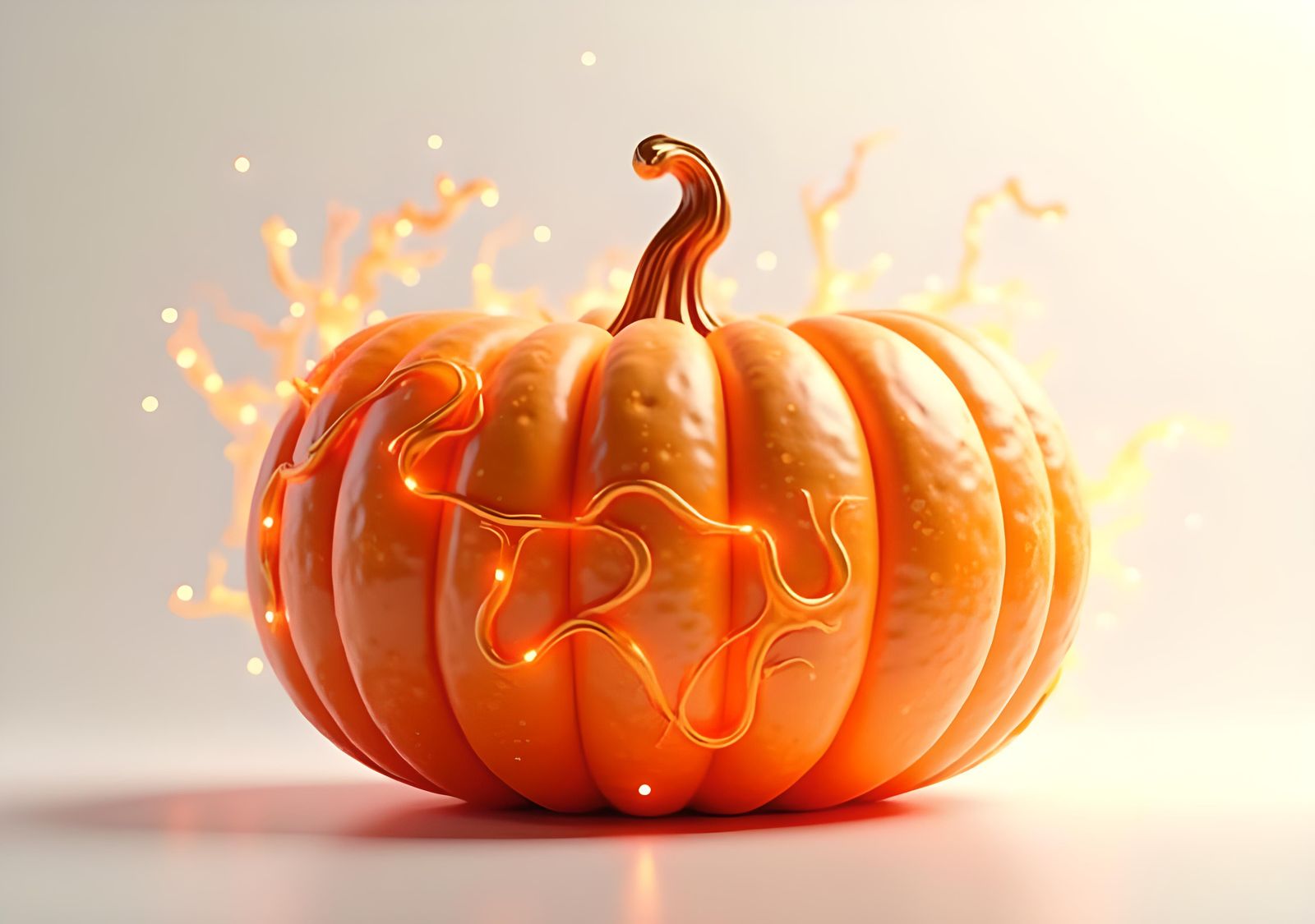 Orange Halloween Pumpkin Isolated, Detailed Matte Painting