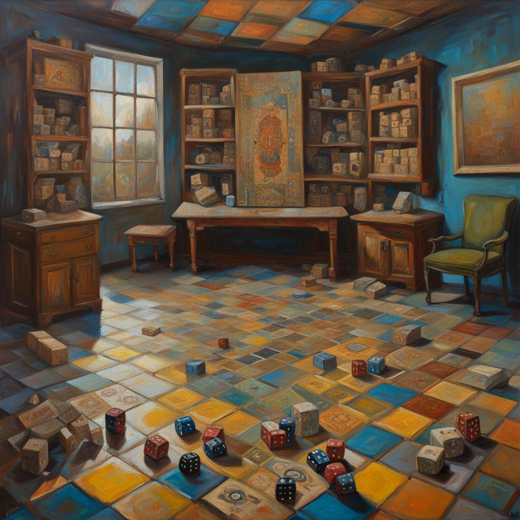 Aesthetic Board Game Room in Oil Painting Style