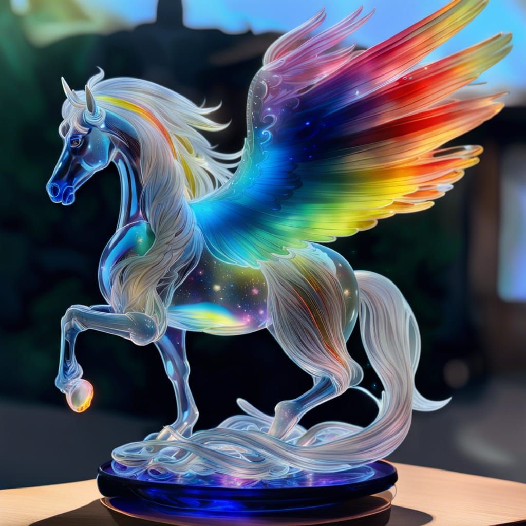 Rainbow Glass Pegasus in Digital Art Style