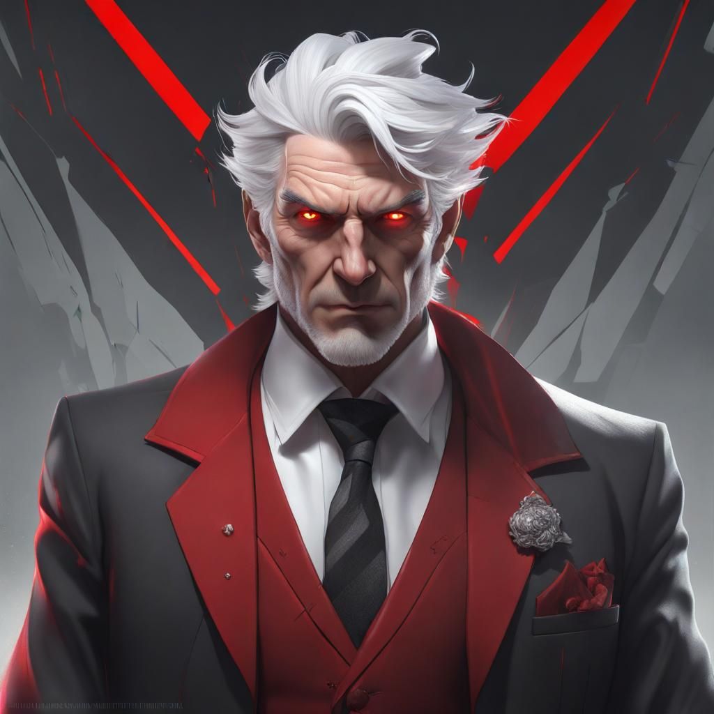 Sinister Man in Red Suit: Digital Art Portrait