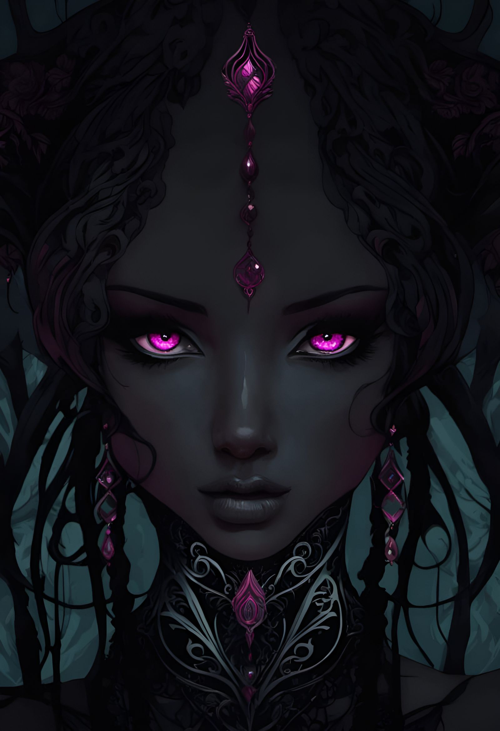 Goddess with Pink Hair in Ethereal Fantasy Style