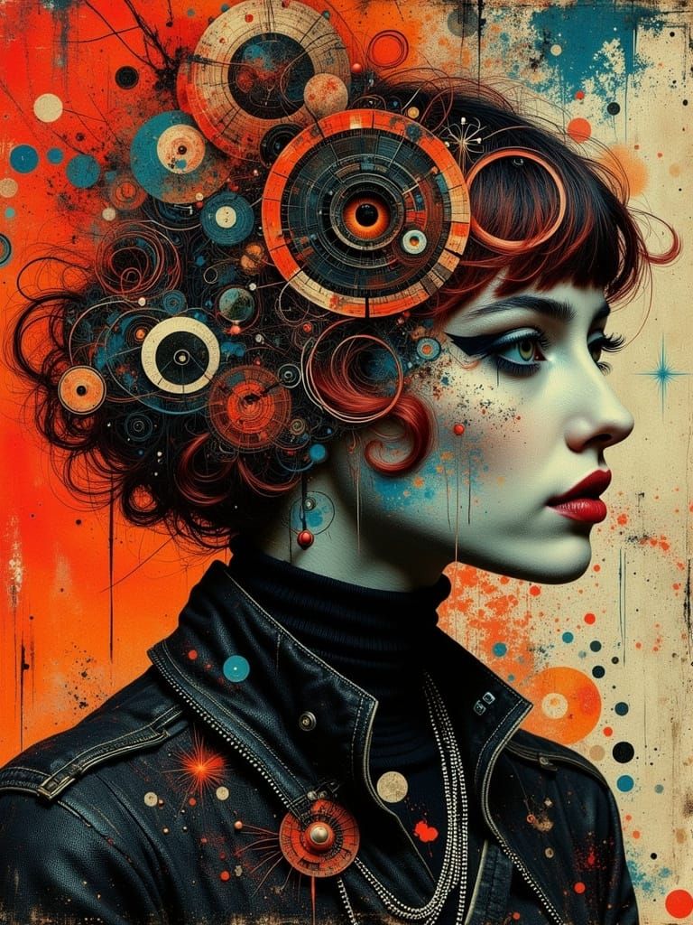 Gothic Surreal Portrait in Zentangle Style