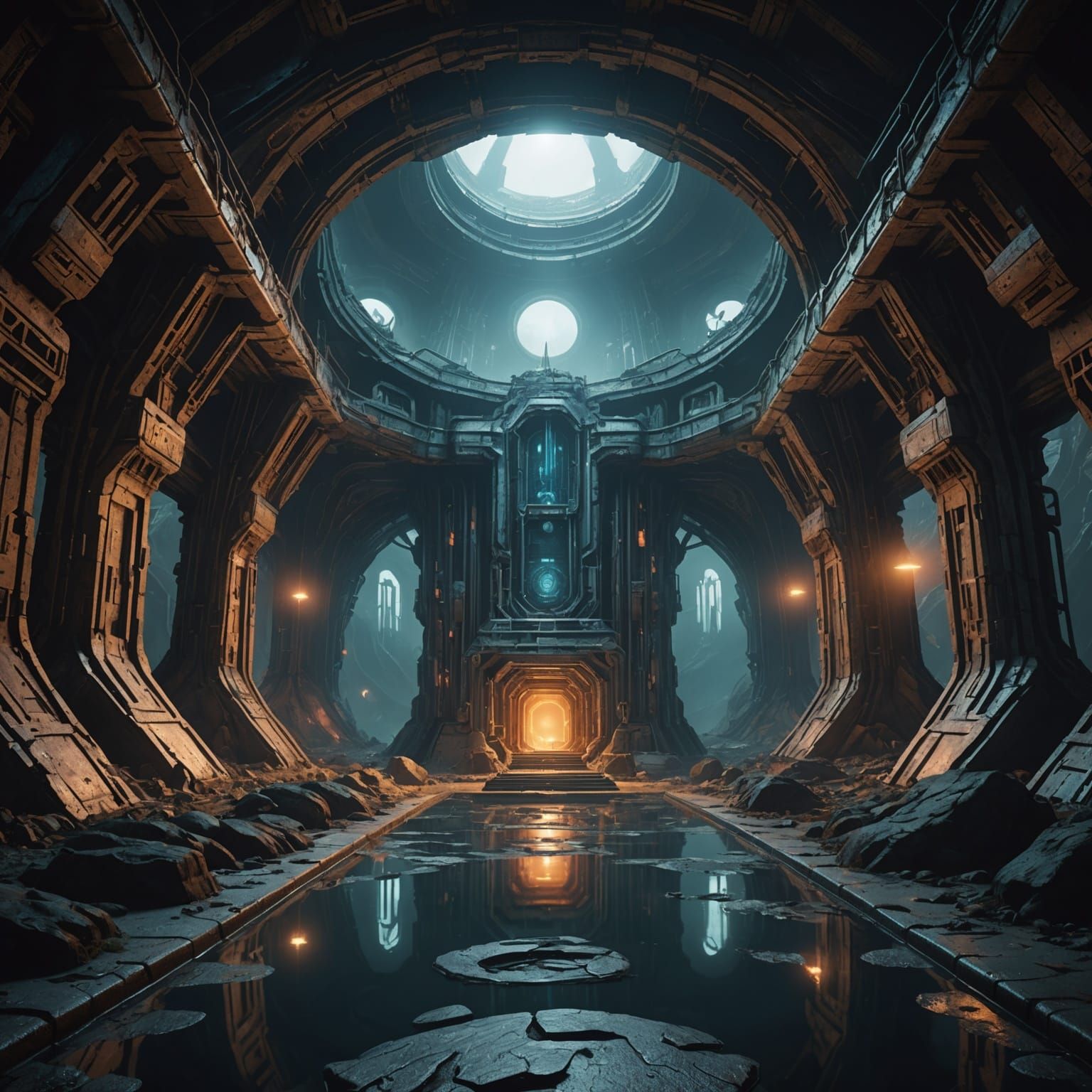 Underground Alien Base: Detailed Matte Painting