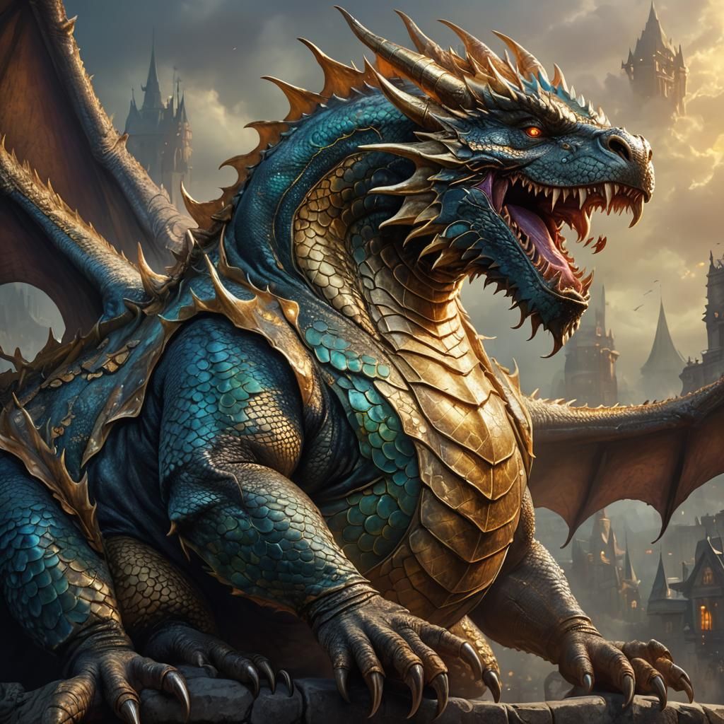 Fantasy Art of a Dragon Showing its Belly