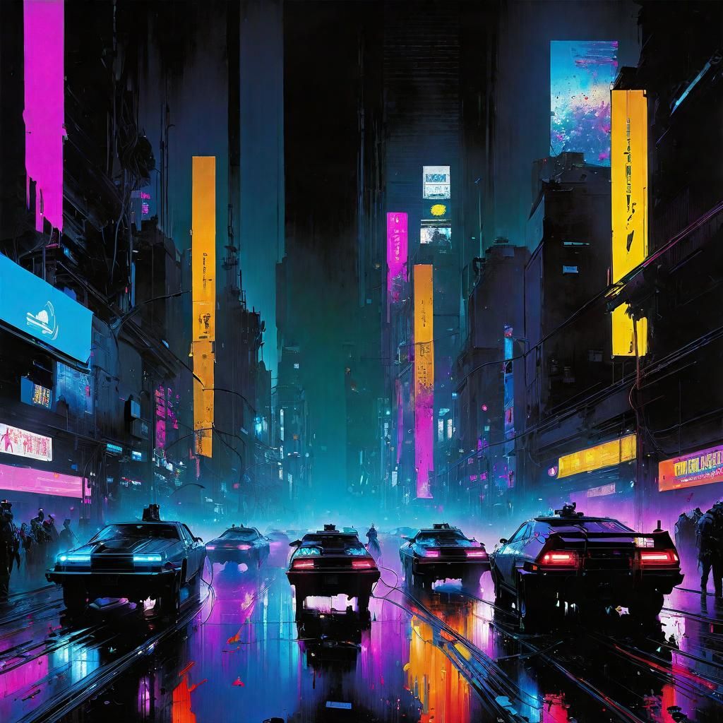 Neon Cyberpunk Scene with Blacklight Accents