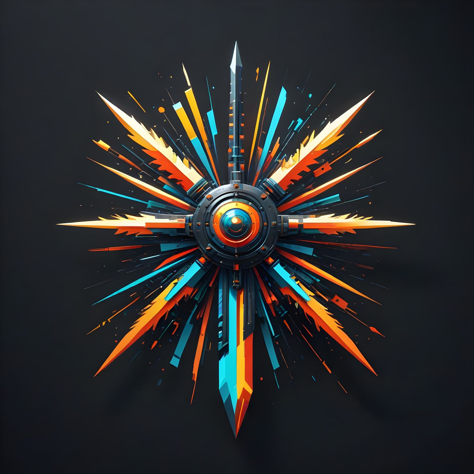 Pixel Art Magic Sword in Triadic Colors