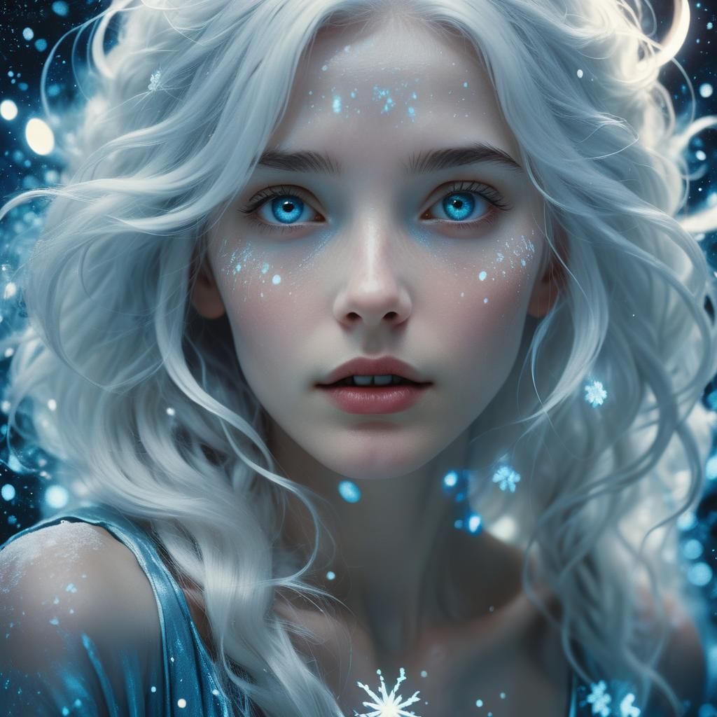 Ethereal Woman with Silky Hair in Film Noir Style