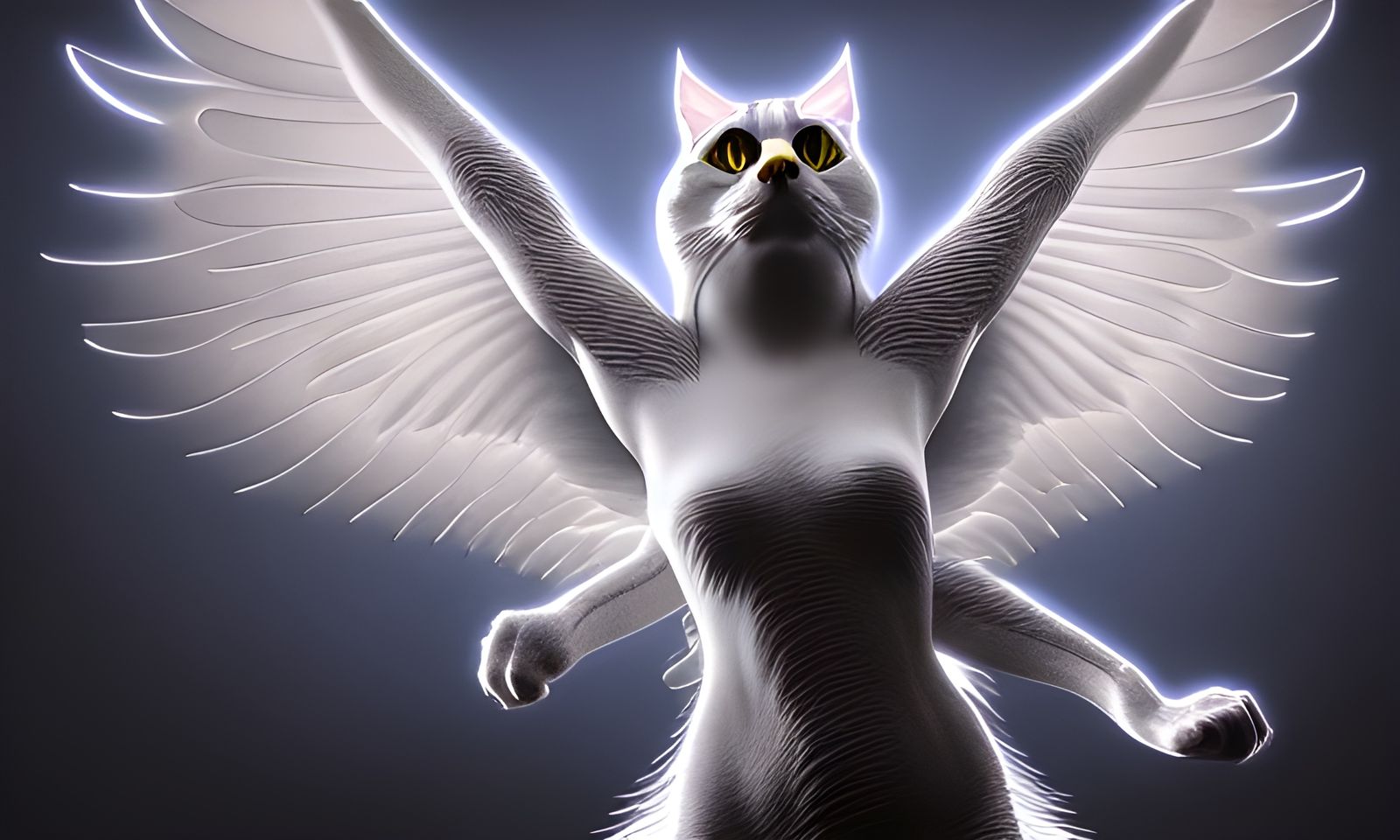 Eerie Eagle Cat Girl in Digital Painting Style