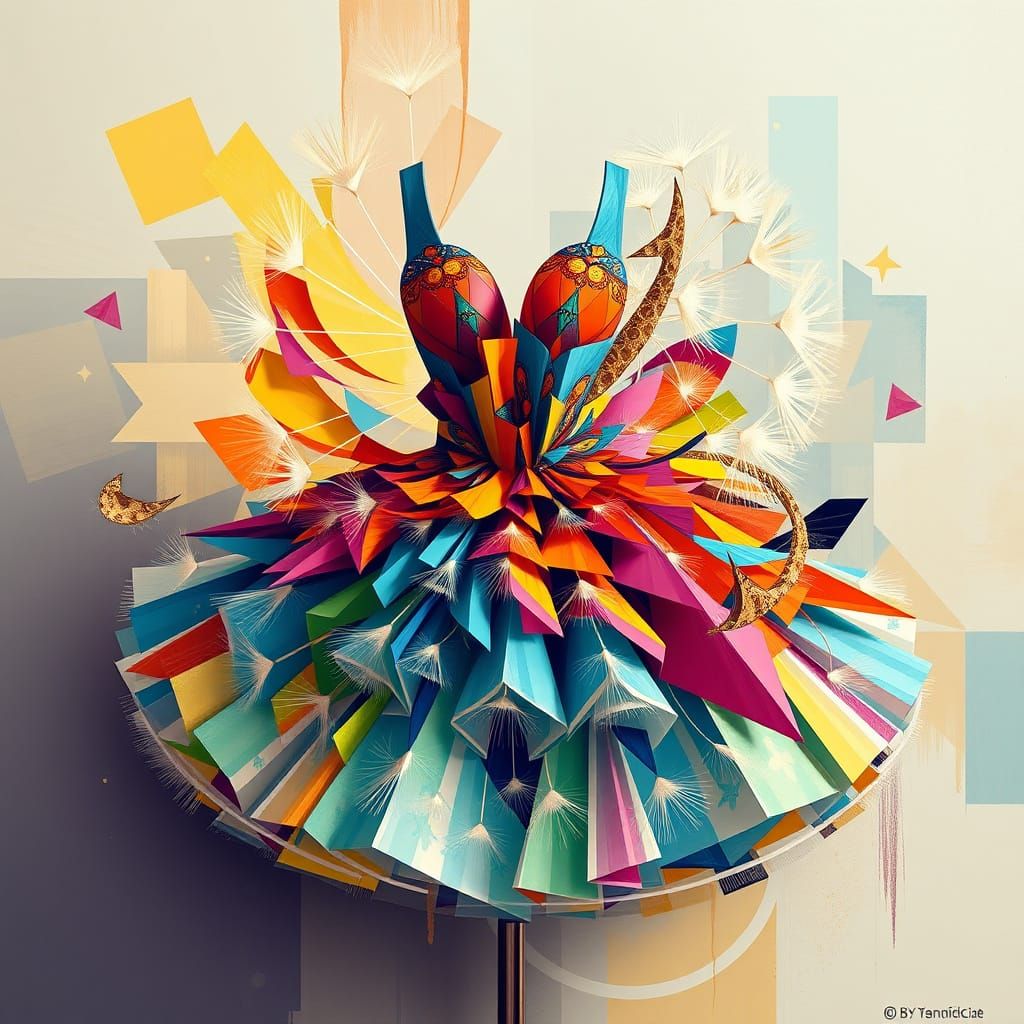 Dazzling Neo-Cubist Ballet Dress Unfolds Like a Dandelion Cl...