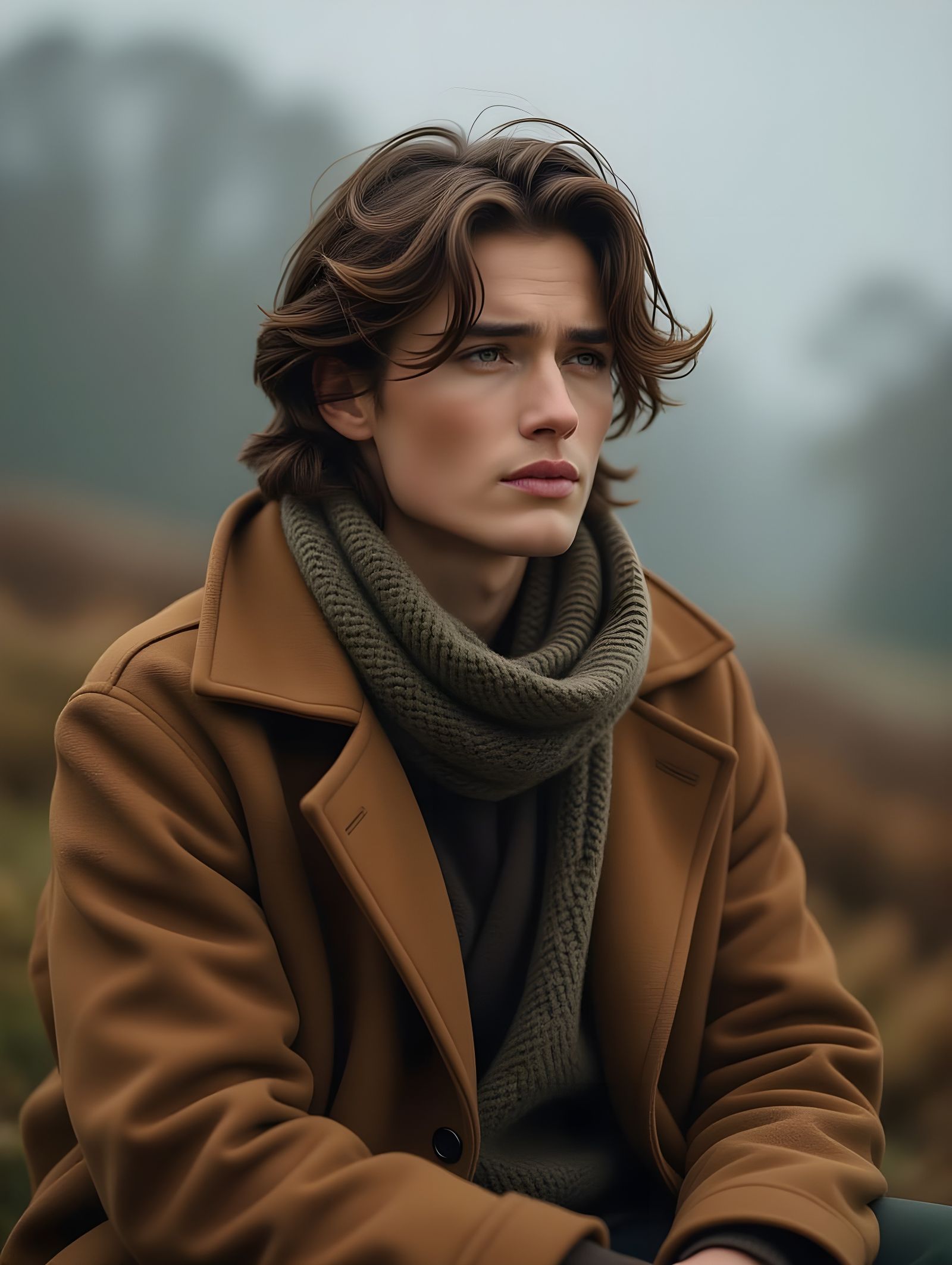 Serious Thinker in Intricately Detailed Cool Colors