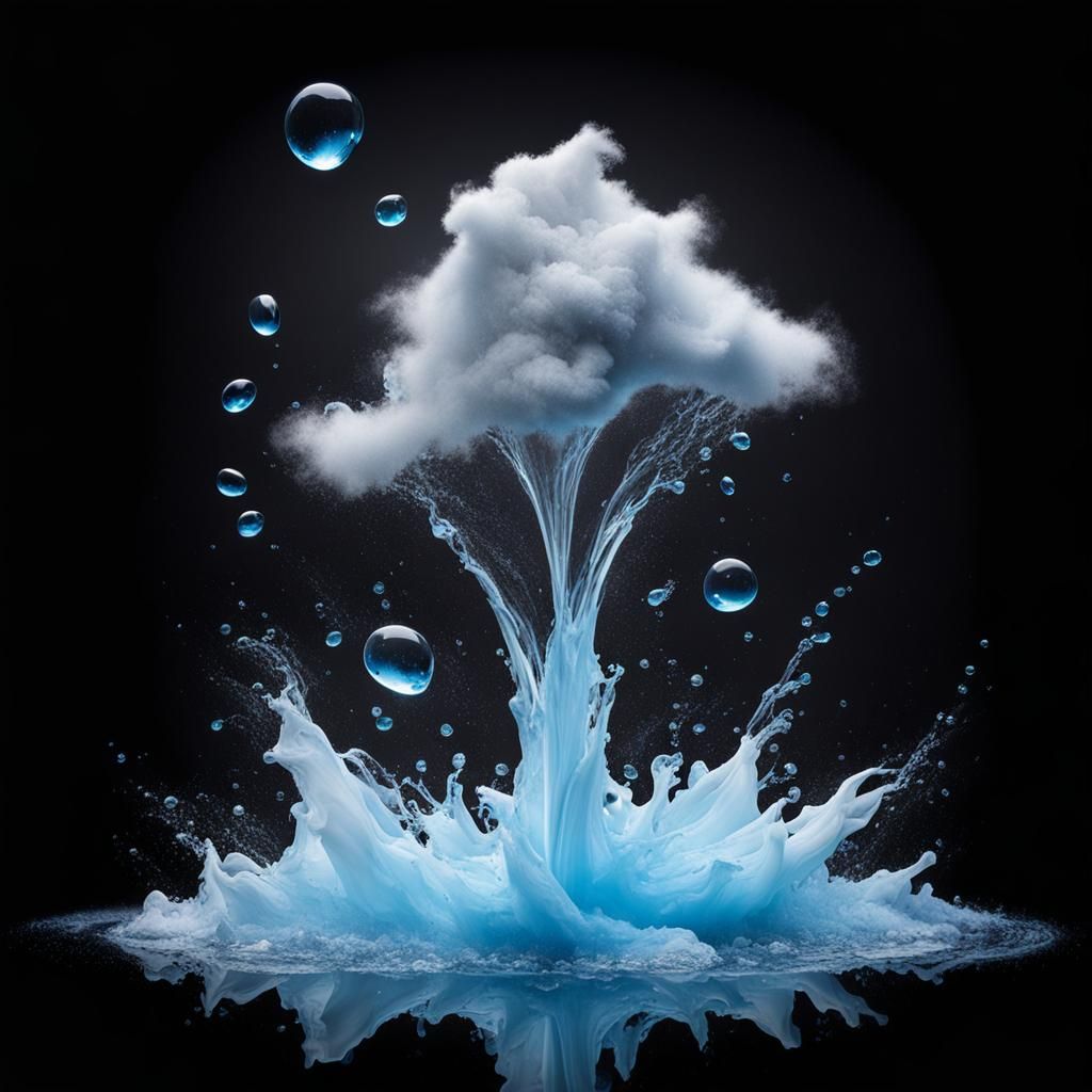 Ethereal Water Person Dispersing into Mist