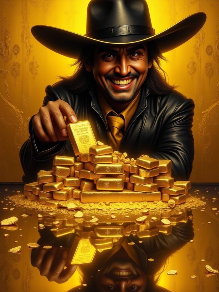 Tuco's Reflection in Gold: A Wild West Masterpiece