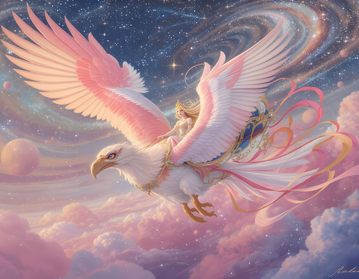 Sovereign Queen Soars in Celestial Carriage