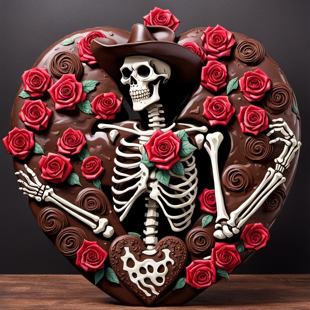 Cowboy Skeleton Valentine's Candy Heart, David Lozeau Style