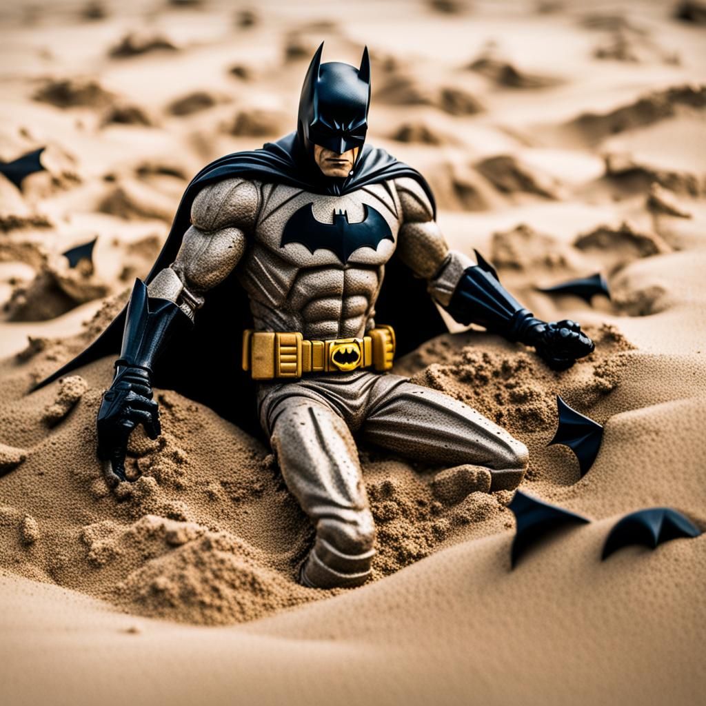 Batman Buried in Sand by The Joker