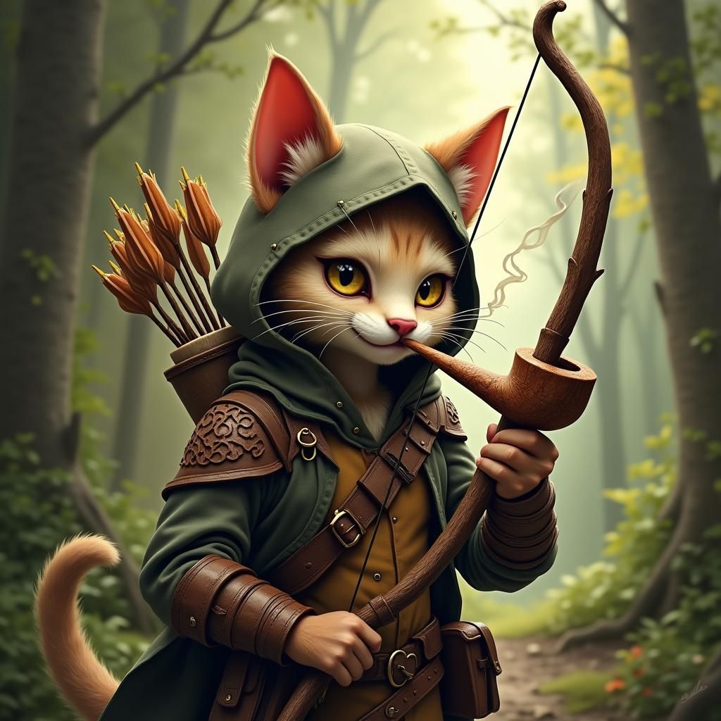 Cheshire Catfolk Ranger in Mystical Forest