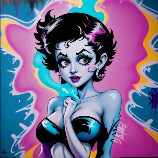 Betty Boop as Killer Frost in Graffiti Art