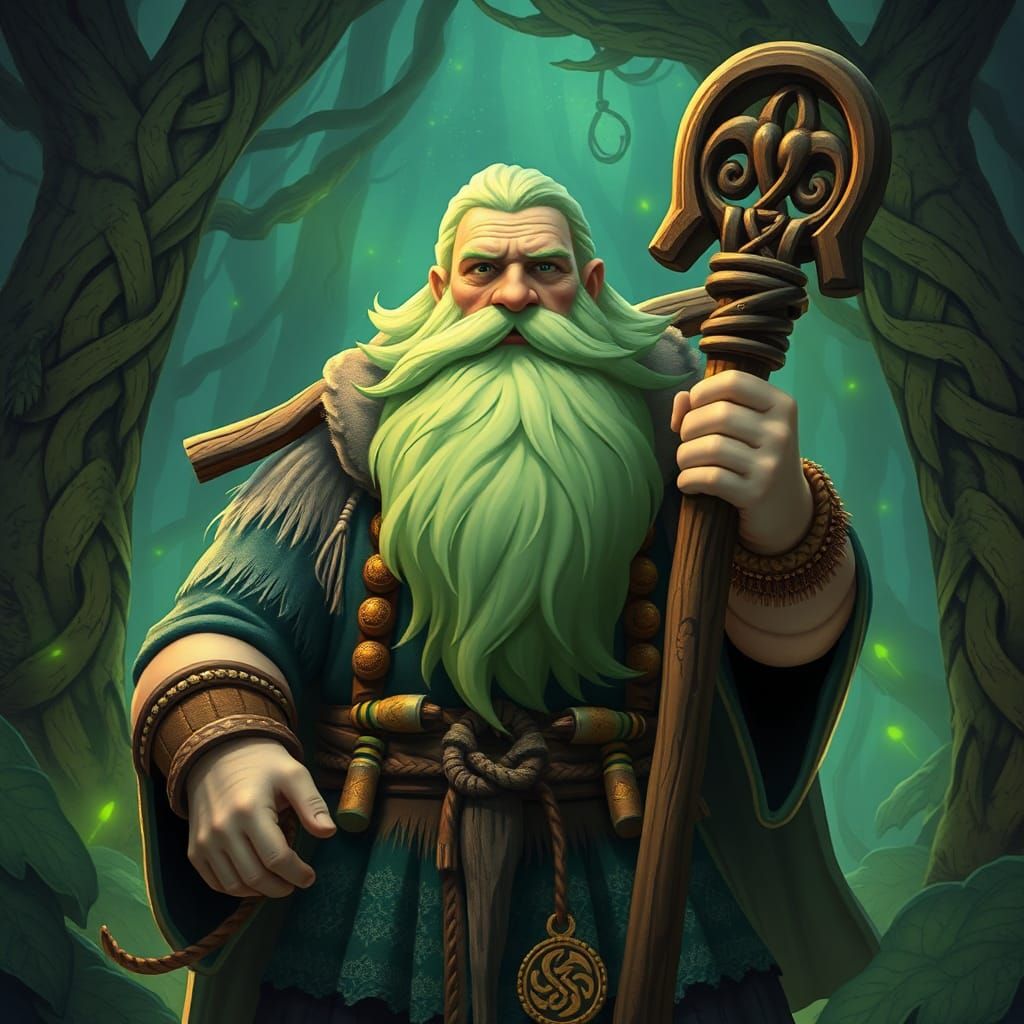 The Dagda in Ethereal Celtic Forest, 3D Render