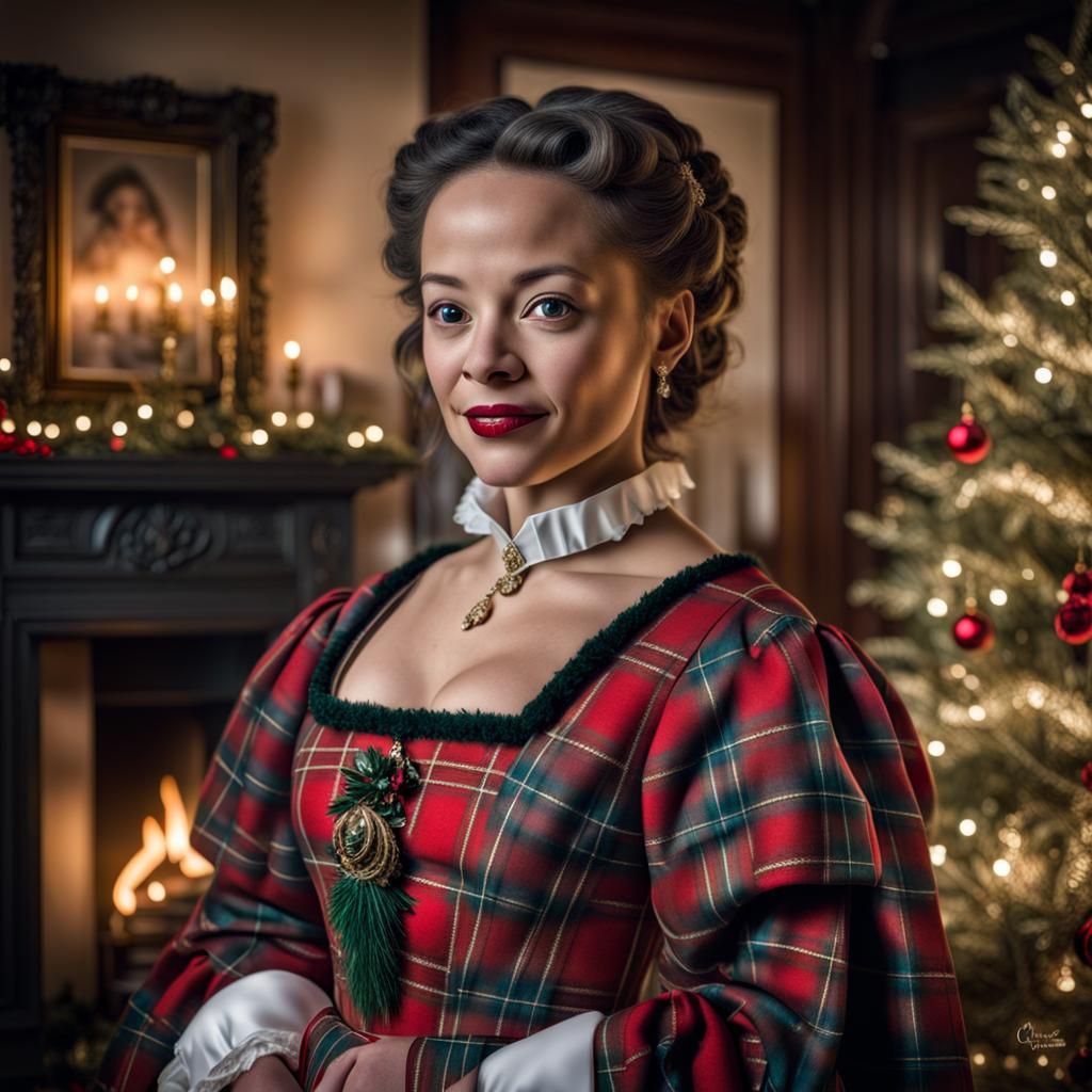 Robyn Dominique in Scottish Gown: Hyperrealistic Christmas P...