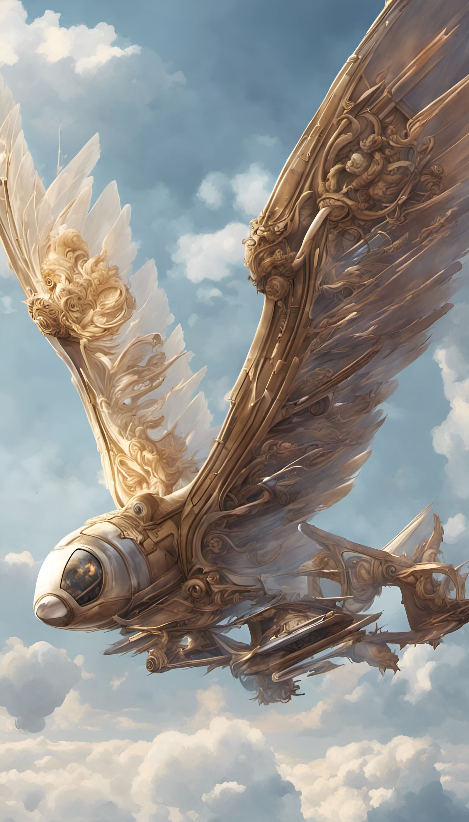 Ornate Winged Airplane Fantasycore Artwork