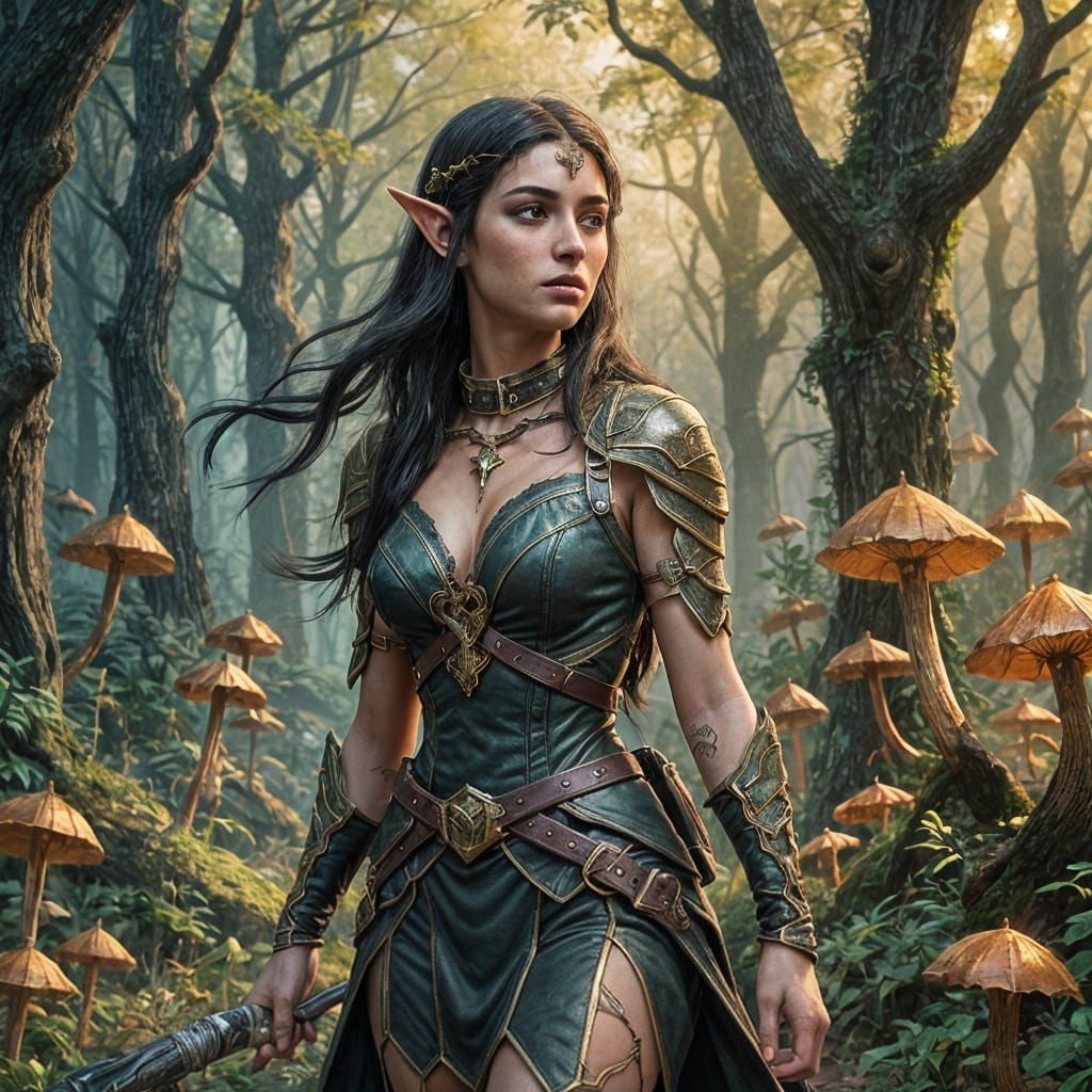 Mysterious Elf Rogue with Shiny Black Hair