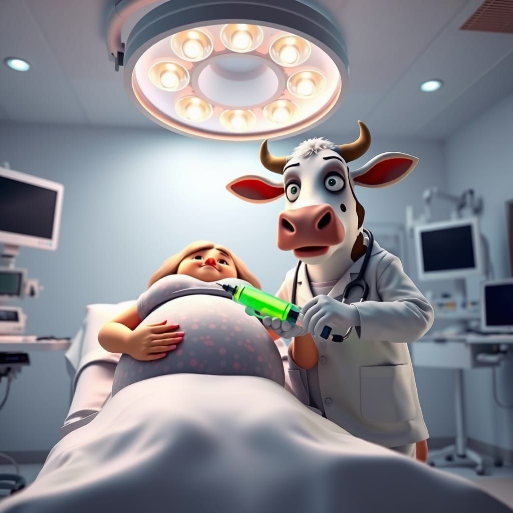 Pixar-Style Cow Surgeon Delivers Baby in 3D