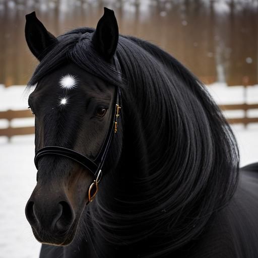Black Horse Mane Inspired by Klimt Winter Swirls