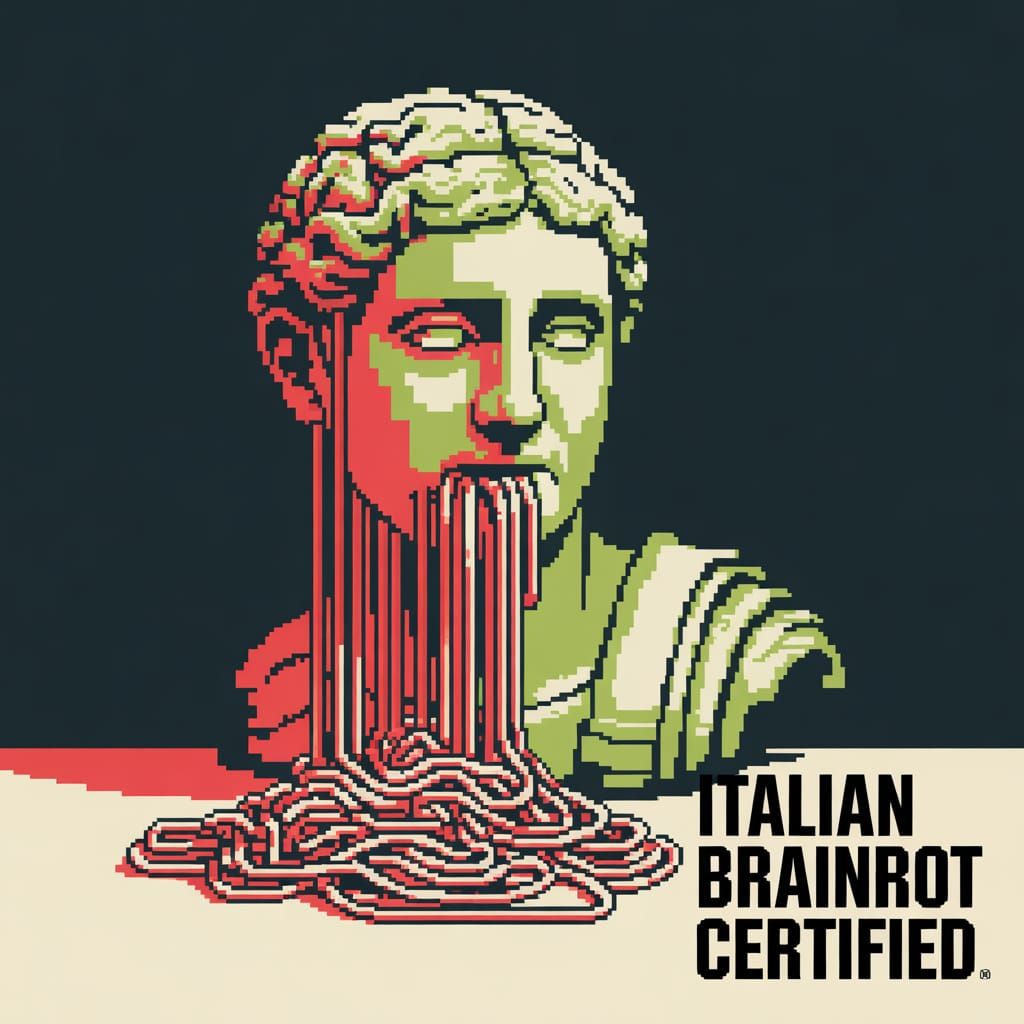 Pixelated Roman Statue Melts Into Spaghetti: Surreal Digital...