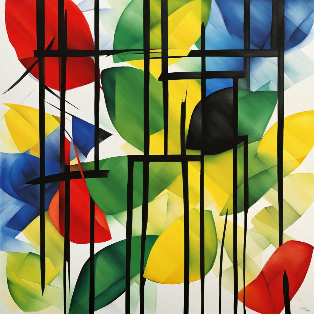 Abstract Flower Petals in Geometric Fauvism Style