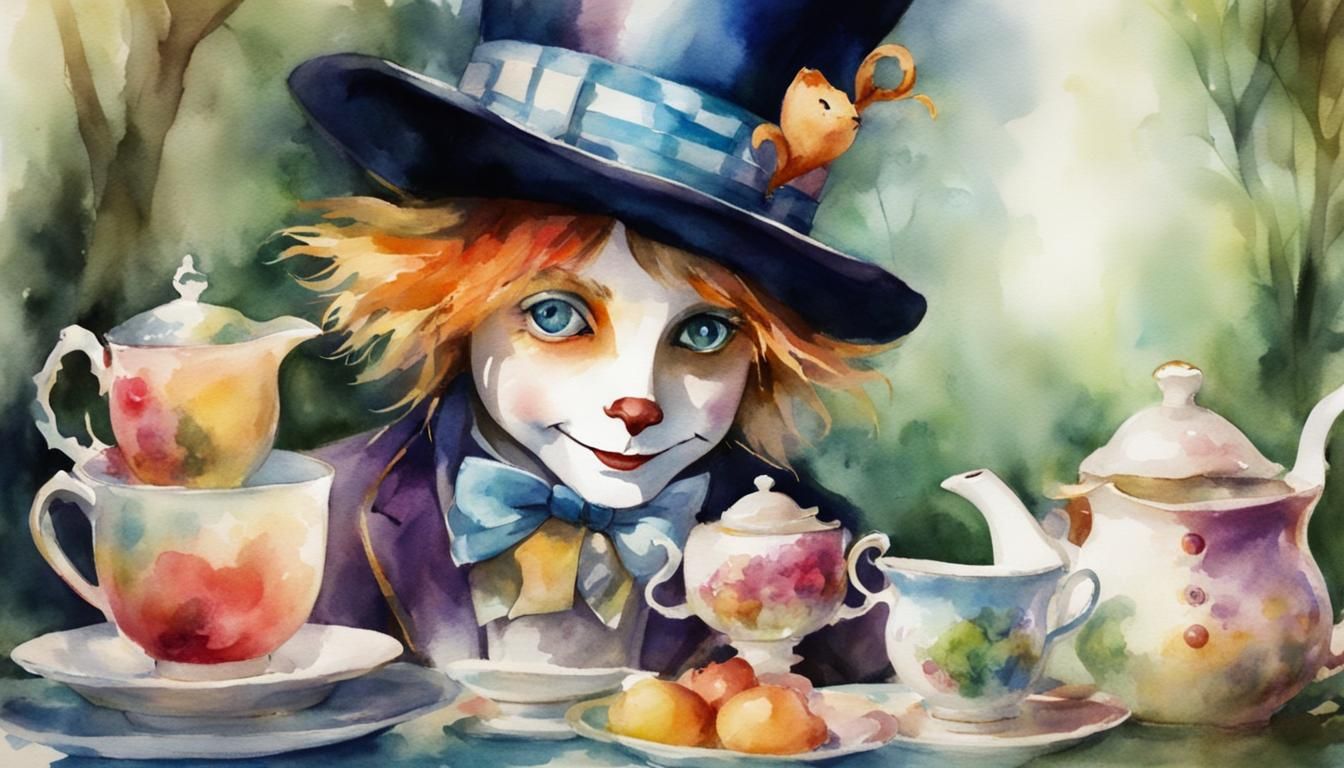 Mad Hatter's Tea Party: A Watercolor Dream