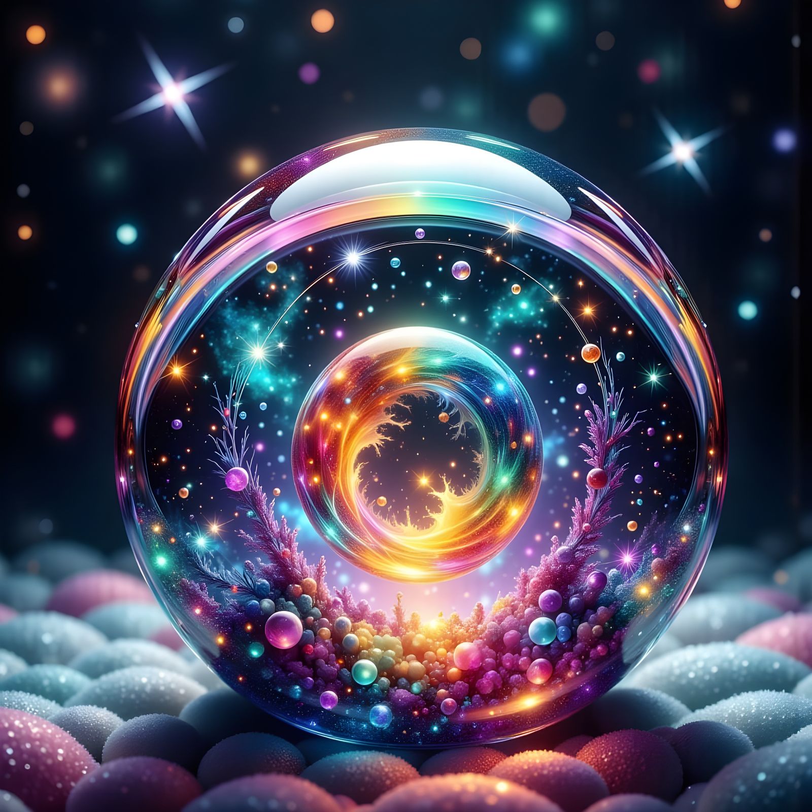 Radiant Glass Orb on Velvet Cushion