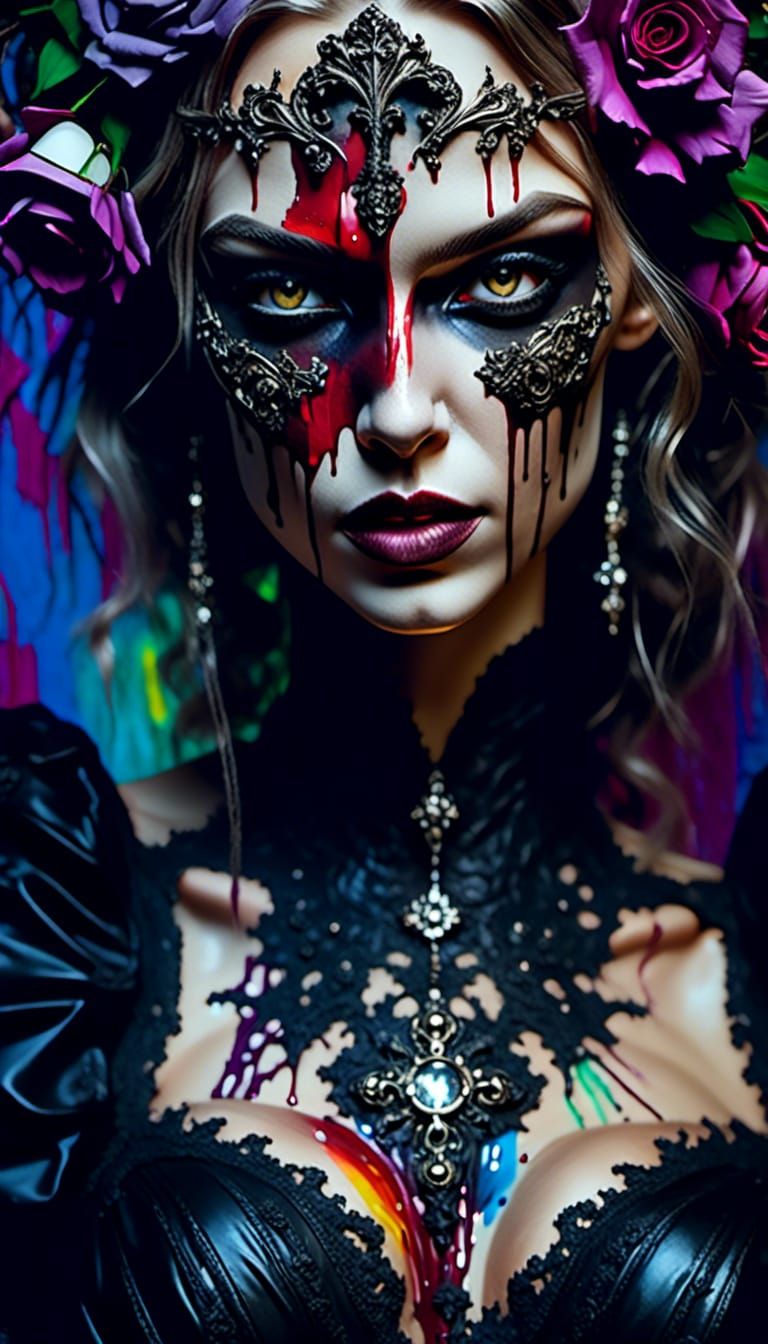 Latina Goth Model in Graffiti Street Art