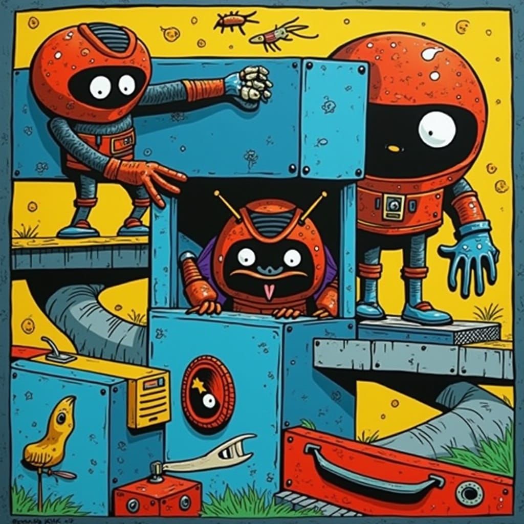 Futuristic Flashbacks in Retro Sci-Fi Cartoon Style