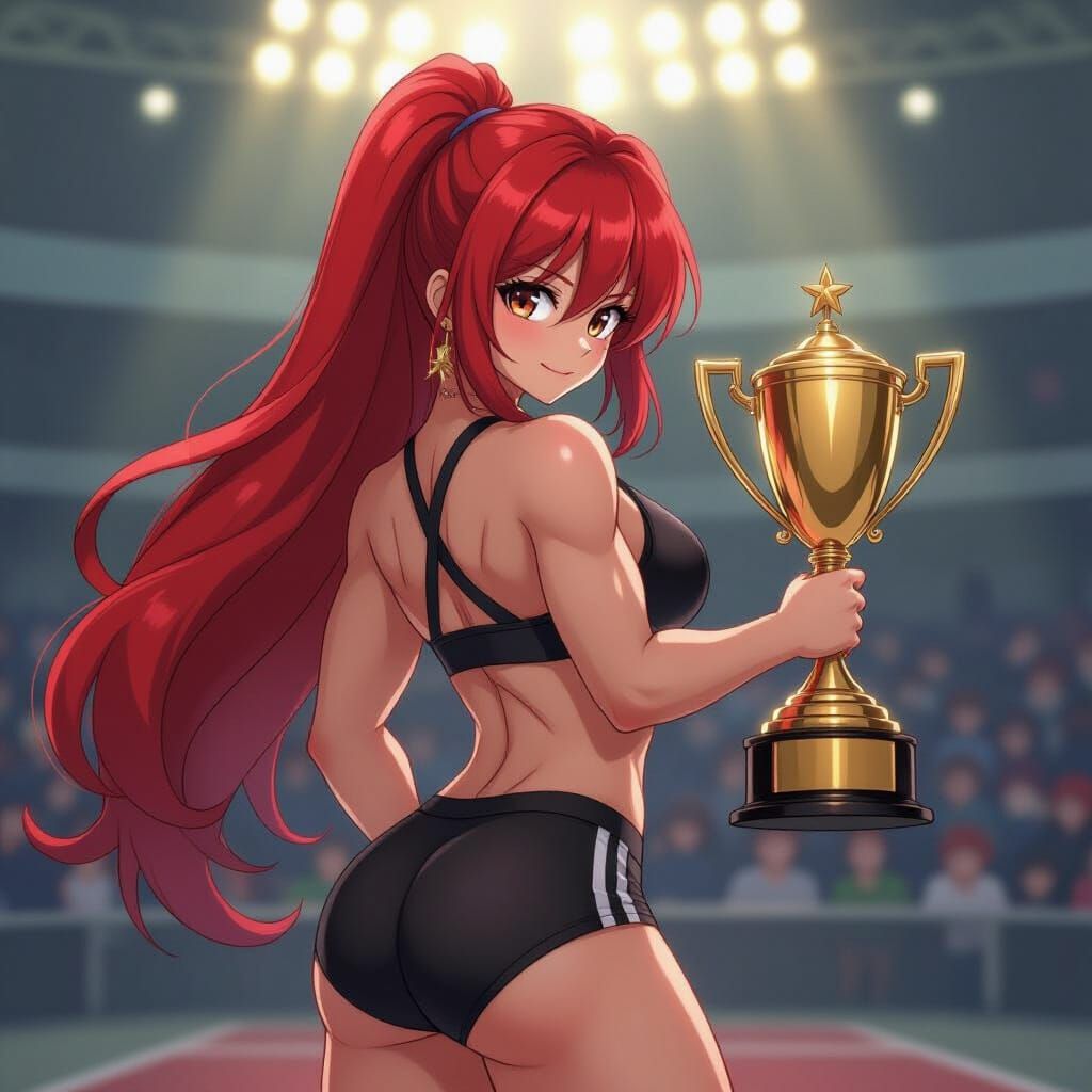 Anime Girl at Competition in Studio Trigger Style