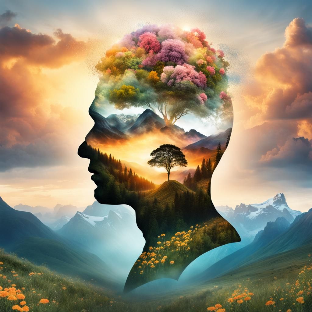 Surreal Double Exposure: Nature of Mind