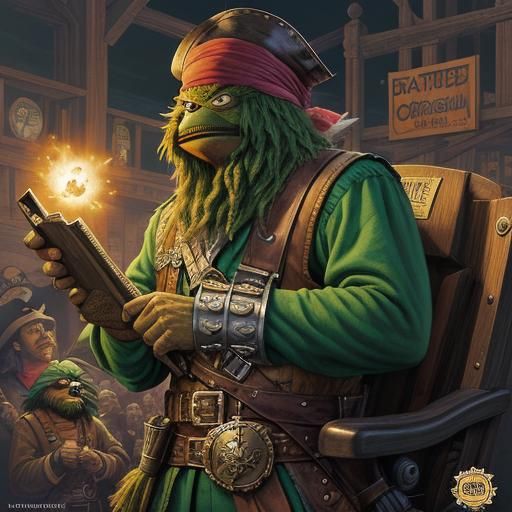 Oscar the Grouch as Pirate, Comic Book Art