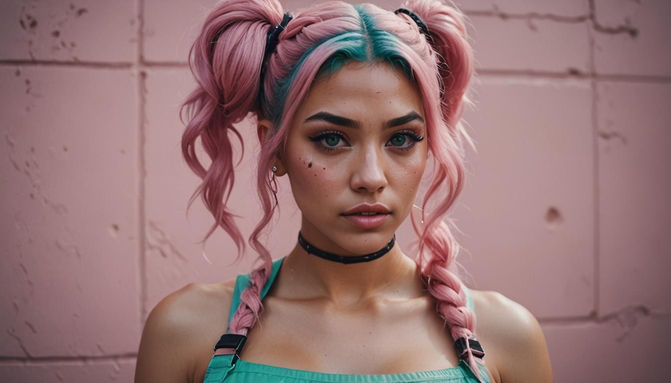 A realistic gorgeous looking influencer girl with light brown skin, green eyes