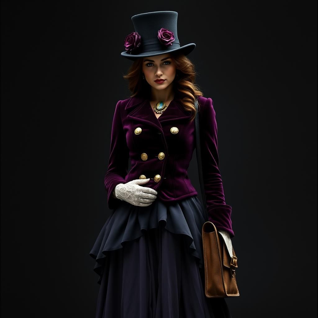 Neo-Victorian Figure in Opulent Steampunk Couture