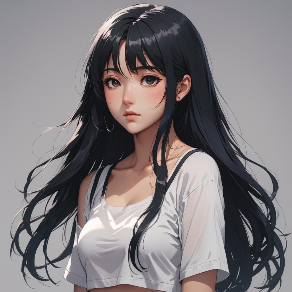 Shy Anime Girl in Cel-Shaded Manga Style