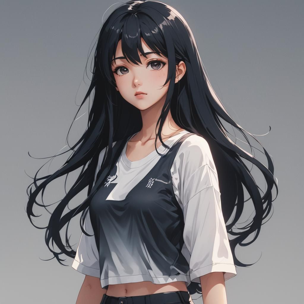 Shy Anime Girl in Cel-Shaded Manga Style