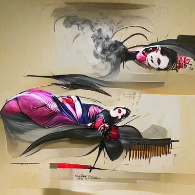 Geisha Villain Concept Art: Digital Painting