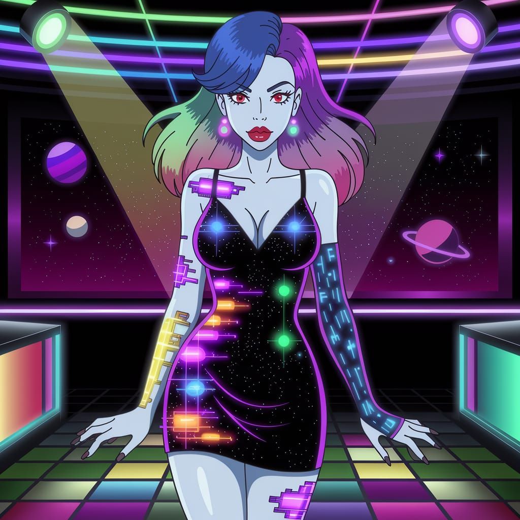 Retro Cyberpunk Female in Anime Style