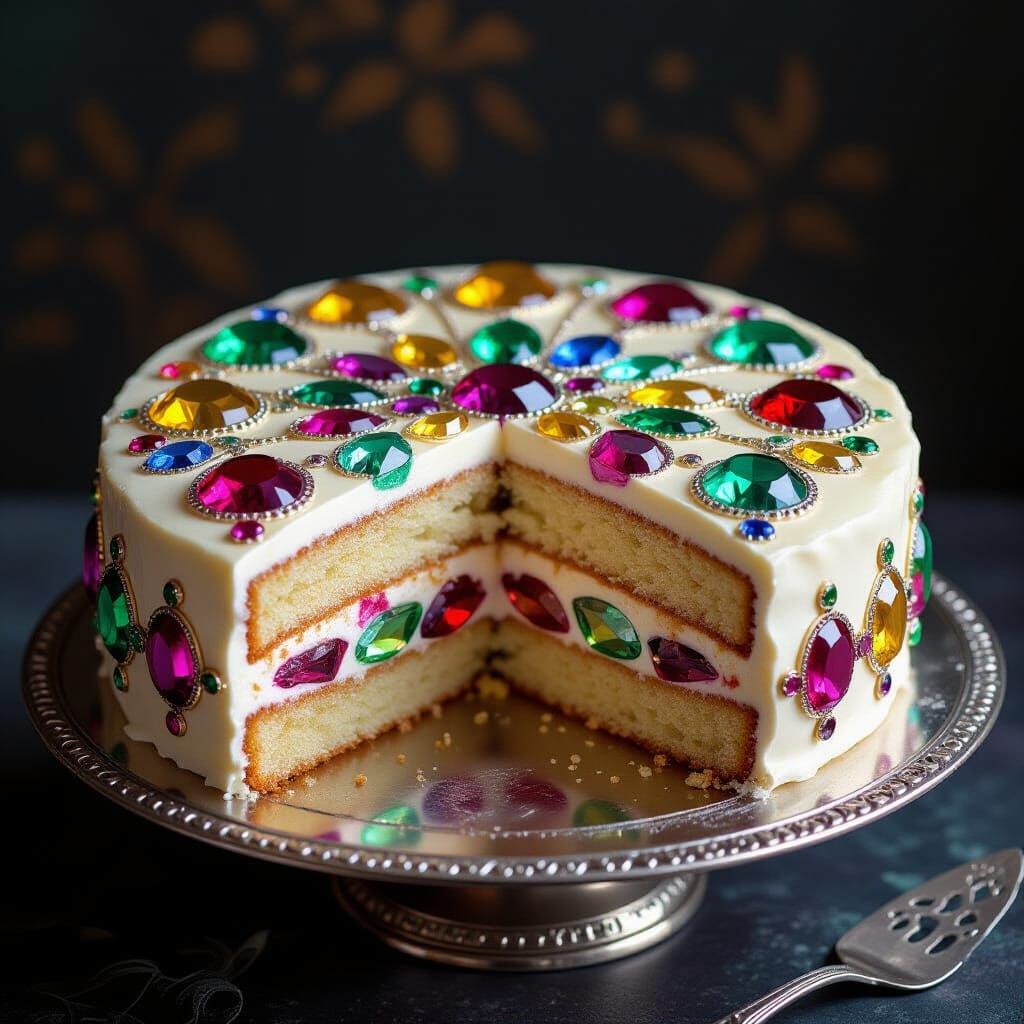 Gem Cake with Glittering Layers in Art Nouveau Style
