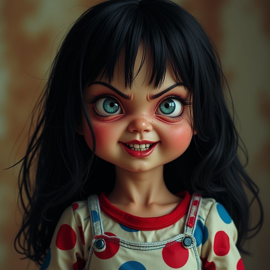 Ominous Asian Woman with Deep Dimples