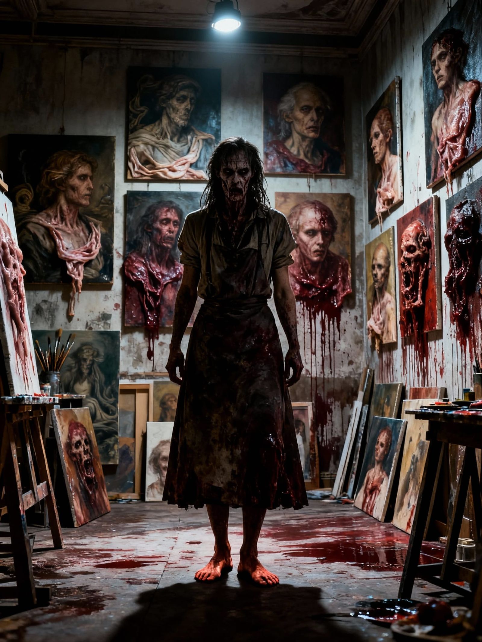 Horror Art Studio with Deranged Painter