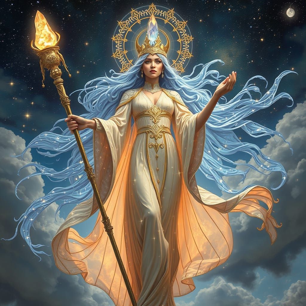 Celestial Goddess Descending: Cosmic Digital Art